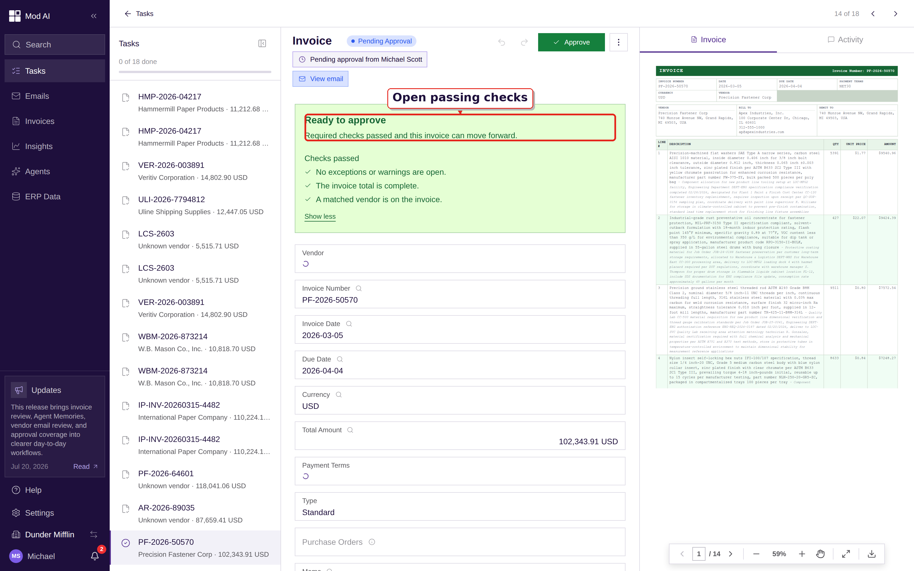 A green Ready recommendation expanded to show the passing checks